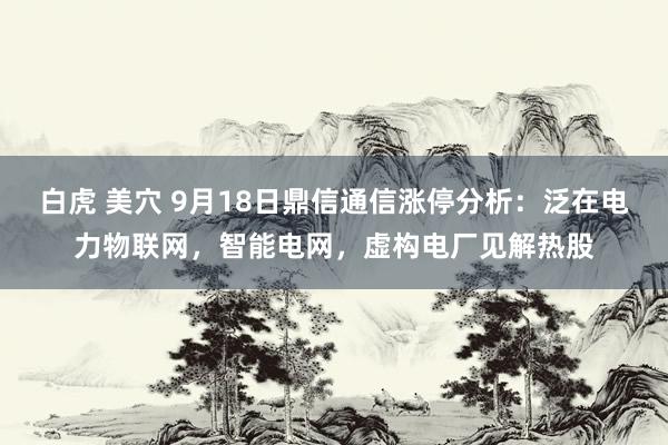 白虎 美穴 9月18日鼎信通信涨停分析：泛在电力物联网，智能电网，虚构电厂见解热股
