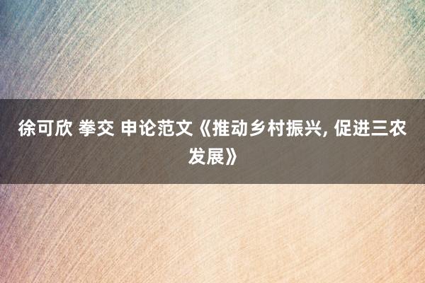 徐可欣 拳交 申论范文《推动乡村振兴， 促进三农发展》