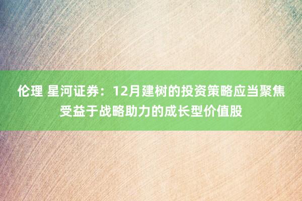伦理 星河证券：12月建树的投资策略应当聚焦受益于战略助力的成长型价值股