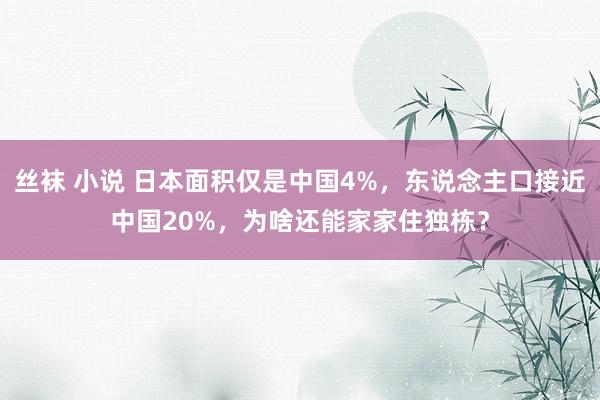 丝袜 小说 日本面积仅是中国4%，东说念主口接近中国20%，为啥还能家家住独栋？