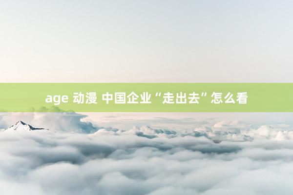 age 动漫 中国企业“走出去”怎么看