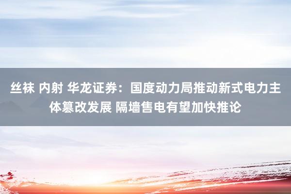 丝袜 内射 华龙证券：国度动力局推动新式电力主体篡改发展 隔墙售电有望加快推论