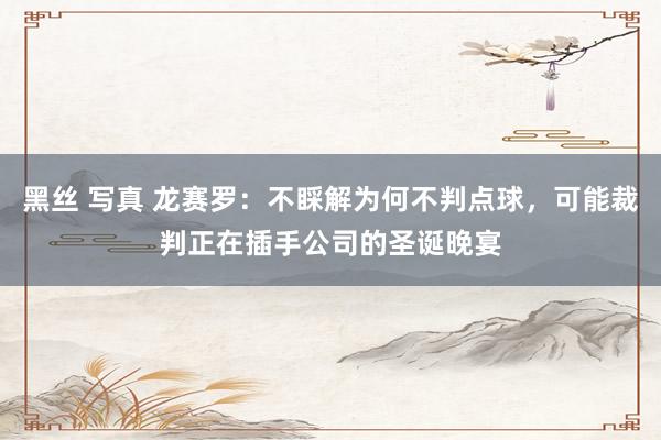 黑丝 写真 龙赛罗：不睬解为何不判点球，可能裁判正在插手公司的圣诞晚宴