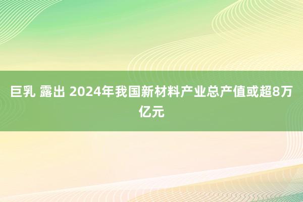 巨乳 露出 2024年我国新材料产业总产值或超8万亿元