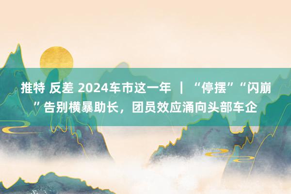 推特 反差 2024车市这一年 ｜ “停摆”“闪崩”告别横暴助长，团员效应涌向头部车企