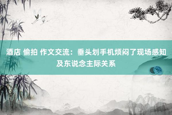 酒店 偷拍 作文交流：垂头划手机烦闷了现场感知及东说念主际关系