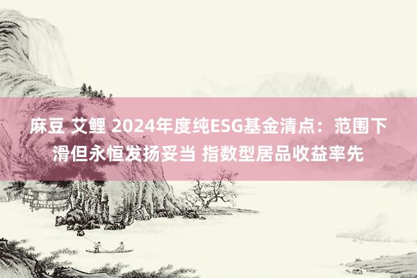 麻豆 艾鲤 2024年度纯ESG基金清点：范围下滑但永恒发扬妥当 指数型居品收益率先