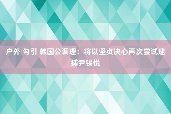 户外 勾引 韩国公调理：将以坚贞决心再次尝试逮捕尹锡悦
