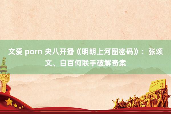文爱 porn 央八开播《明朗上河图密码》：张颂文、白百何联手破解奇案