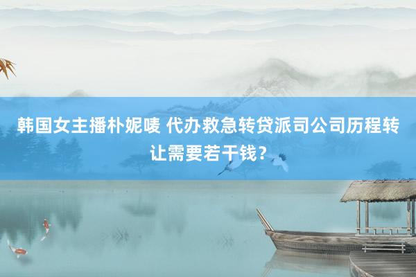 韩国女主播朴妮唛 代办救急转贷派司公司历程转让需要若干钱？