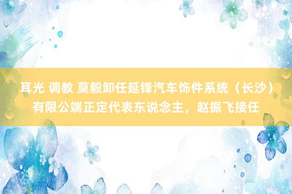 耳光 调教 莫毅卸任延锋汽车饰件系统（长沙）有限公端正定代表东说念主，赵振飞接任