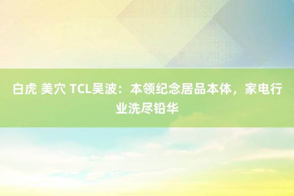 白虎 美穴 TCL吴波：本领纪念居品本体，家电行业洗尽铅华