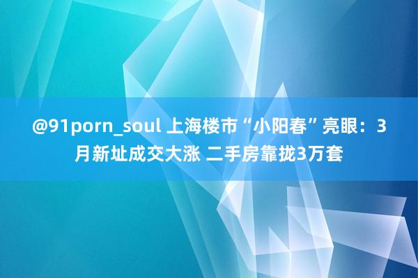 @91porn_soul 上海楼市“小阳春”亮眼：3月新址成交大涨 二手房靠拢3万套