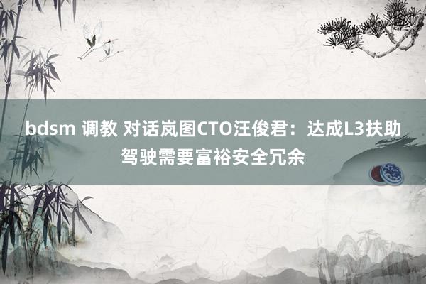 bdsm 调教 对话岚图CTO汪俊君：达成L3扶助驾驶需要富裕安全冗余